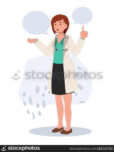 Full length Female doctor giving some advice. health care concept.Flat vector cartoon character illustration