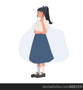 Full length of Thai student girl is thinking. figure out the problem. Vector illustration