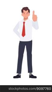 Full length of Thumbs Up Businessman. Flat vector cartoon illustration