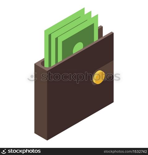 Full money wallet icon. Isometric of full money wallet vector icon for web design isolated on white background. Full money wallet icon, isometric style