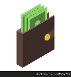 Full money wallet icon. Isometric of full money wallet vector icon for web design isolated on white background. Full money wallet icon, isometric style