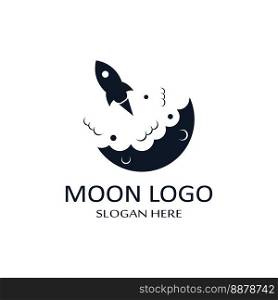 full moon and half moon logo, with logo vector icon concept design and symbols