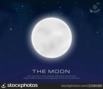 Full moon on the starry sky, vector eps10 illustration. The Moon
