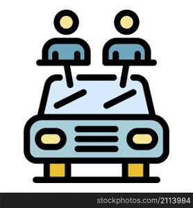 Full passenger taxi car icon. Outline full passenger taxi car vector icon color flat isolated. Full passenger taxi car icon color outline vector