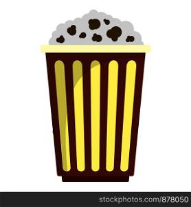 Full popcorn basket icon. Flat illustration of full popcorn basket vector icon for web design. Full popcorn basket icon, flat style