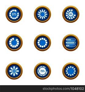 Full power icons set. Flat set of 9 full power vector icons for web isolated on white background. Full power icons set, flat style