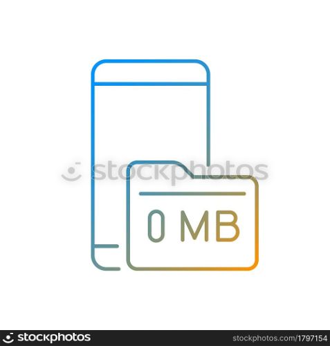 Full storage space gradient linear vector icon. Smartphone and memory card. Zero megabytes left notification. Thin line color symbols. Modern style pictogram. Vector isolated outline drawing. Full storage space gradient linear vector icon