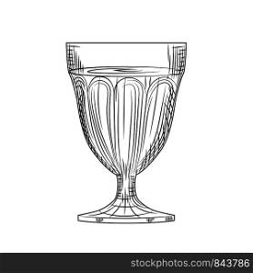 Full wine glass sketch. Engraving style. Vector illustration isolated on white background.. Full wine glass sketch. Engraving style. illustration isolated
