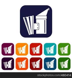 Fumigation icons set vector illustration in flat style in colors red, blue, green, and other. Fumigation icons set