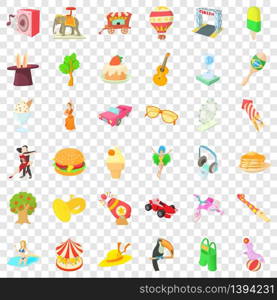 Fun amusement icons set. Cartoon style of 36 fun amusement vector icons for web for any design. Fun amusement icons set, cartoon style