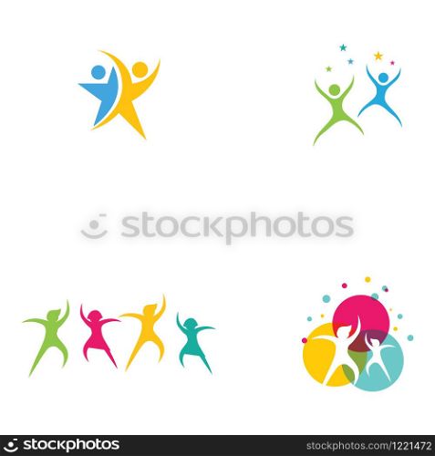 Fun and happy people logo sign illustration vector design