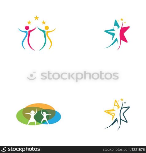 Fun and happy people logo sign illustration vector design