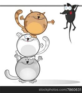 fun comic cat with mouse