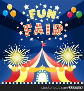 Fun fair at night poster template vector illustration