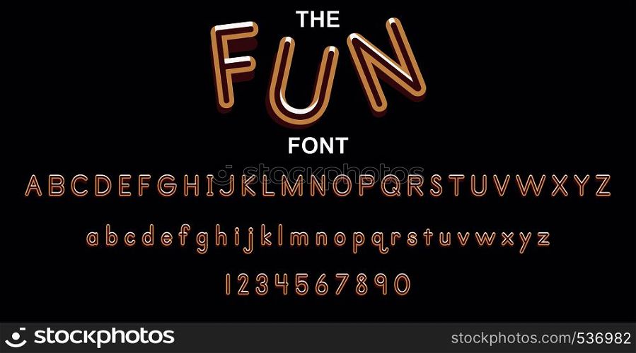 Fun font and alphabet with numbers. Vector typography letter design.