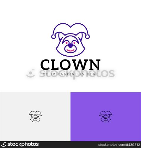 Fun Happy Clown Raccoon Show Animal Zoo Line Logo