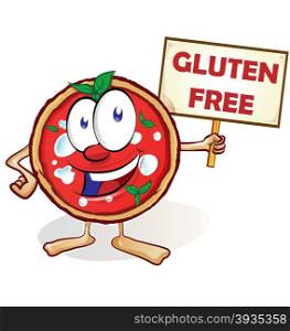 fun pizza cartoon with gluten free . fun pizza cartoon with gluten free signboard