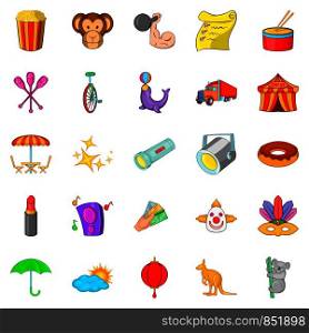 Fun place icons set. Cartoon set of 25 fun place vector icons for web isolated on white background. Fun place icons set, cartoon style