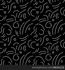 Fun seamless line doodle pattern. Hand drawn abstract squiggle style. Black and white background for children or trendy design. Simple scribble wallpaper print.