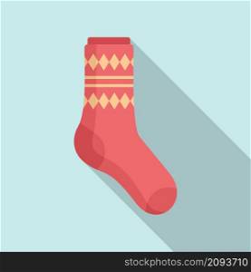 Fun sock icon flat vector. Sport wool sock. Fashion item. Fun sock icon flat vector. Sport wool sock
