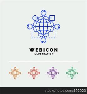 Function, instruction, logic, operation, meeting 5 Color Line Web Icon Template isolated on white. Vector illustration. Vector EPS10 Abstract Template background