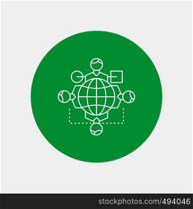 Function, instruction, logic, operation, meeting White Line Icon in Circle background. vector icon illustration. Vector EPS10 Abstract Template background