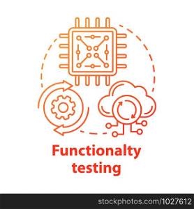 Functionality testing concept icon. Black-box testing idea thin line illustration. Setting up system for working with network services. Vector isolated outline drawing