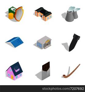 Fund available icons set. Isometric set of 9 fund available vector icons for web isolated on white background. Fund available icons set, isometric style