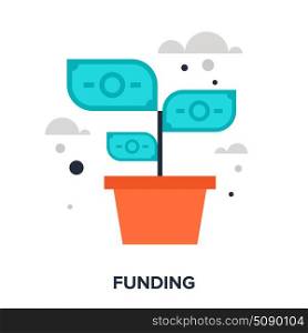 funding. Abstract vector illustration of funding flat design concept.