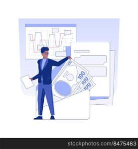 Funding rounds isolated concept vector illustration. Group of business partners deals with funding rounds, startup project support, financial strategy, raising money vector concept.. Funding rounds isolated concept vector illustration.