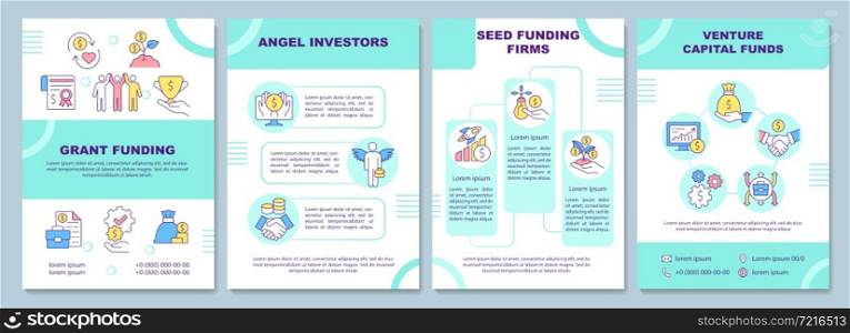 Funding social entrepreneurship brochure template. Flyer, booklet, leaflet print, cover design with linear icons. Vector layouts for presentation, annual reports, advertisement pages. Funding social entrepreneurship brochure template