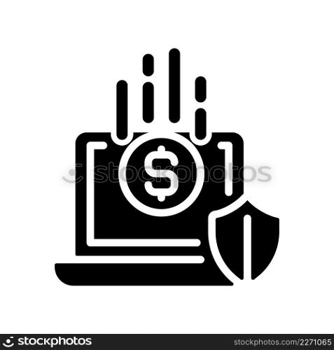 Fundraising platform black glyph icon. Receiving donations online. Crowdfunding campaign. Nonprofit organization. Silhouette symbol on white space. Solid pictogram. Vector isolated illustration. Fundraising platform black glyph icon