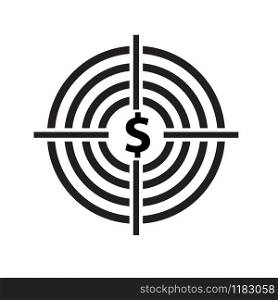 funds hunting icon on white background. flat style. stereoscopic image money target icon. dollar symbol.