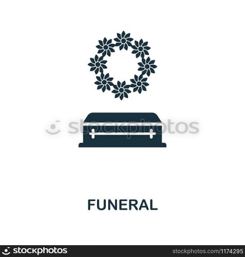Funeral creative icon. Simple element illustration. Funeral concept symbol design from insurance collection. Can be used for mobile and web design, apps, software, print.. Funeral icon. Line style icon design from insurance icon collection. UI. Illustration of funeral icon. Pictogram isolated on white. Ready to use in web design, apps, software, print.