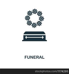 Funeral creative icon. Simple element illustration. Funeral concept symbol design from insurance collection. Can be used for mobile and web design, apps, software, print.. Funeral icon. Line style icon design from insurance icon collection. UI. Illustration of funeral icon. Pictogram isolated on white. Ready to use in web design, apps, software, print.