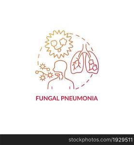 Fungal pneumonia red gradient concept icon. Pulmonary inflammation abstract idea thin line illustration. Spores inhalation. Respiratory pathogens. Inhaling fungi. Vector isolated outline color drawing. Fungal pneumonia red gradient concept icon