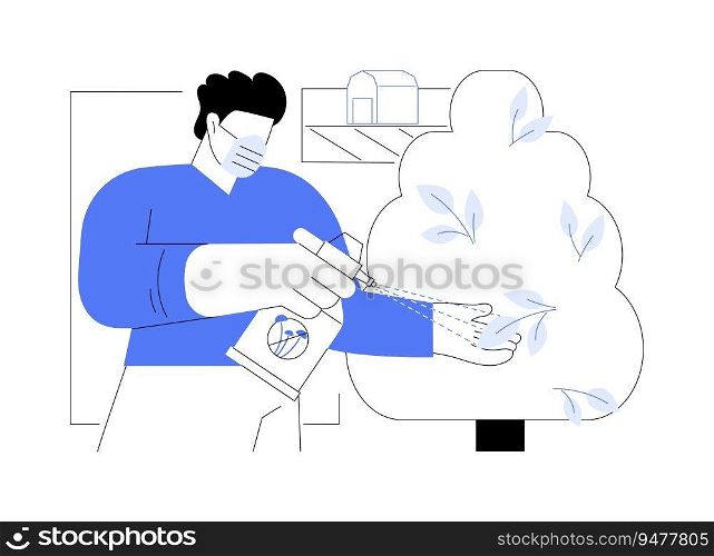 Fungicides abstract concept vector illustration. Worker using chemical compounds to kill parasitic fungi, agribusiness industry, agricultural input sector, pest control abstract metaphor.. Fungicides abstract concept vector illustration.