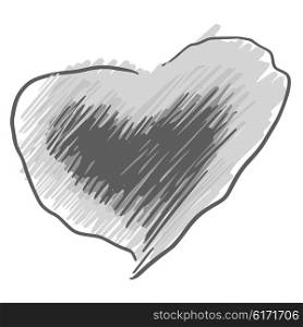funky hand drawn heart, vector naive art