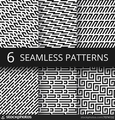 Funky line geometric vector seamless patterns. Striped repeat vector textures with optical illusion effect. Illustration of pattern geometric psychedelic structure monochrome. Funky line geometric vector seamless patterns. Striped repeat vector textures with optical illusion effect