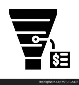 funnel business intelligence filtration system glyph icon vector. funnel business intelligence filtration system sign. isolated contour symbol black illustration. funnel business intelligence filtration system glyph icon vector illustration