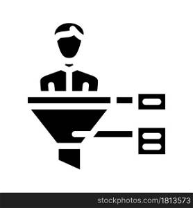 funnel candidate glyph icon vector. funnel candidate sign. isolated contour symbol black illustration. funnel candidate glyph icon vector illustration