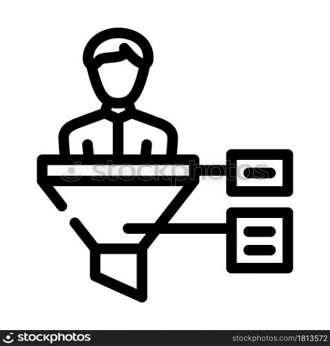 funnel candidate line icon vector. funnel candidate sign. isolated contour symbol black illustration. funnel candidate line icon vector illustration