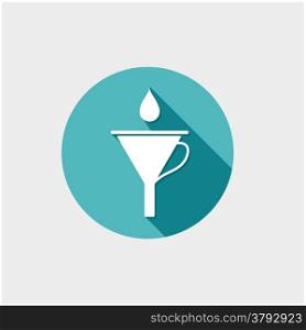 Funnel with drop. Vector illustration in flat style
