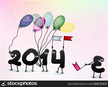 Funny 2014 New Year's Eve greeting card. + EPS10 vector file