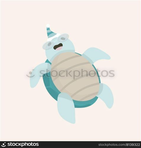 Funny and cute happy turtle on pastel background. . Funny and cute happy turtle 