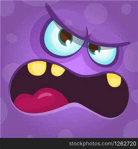 Funny angry cartoon monster face. Halloween illustration. Prints design for t-shirts