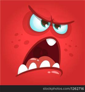 Funny angry cartoon monster face. Prints design for t-shirts