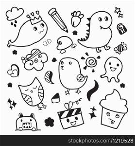 Funny animal vector doodle design. Illustrator vector design of funny animal isolated on white background.