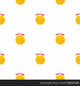 Funny apples seamless pattern on white background. Botanical print. Design for fabric, textile print, wrapping paper, children textile. Modern design. Trendy vector illustration. Funny apples seamless pattern on white background. Botanical print.