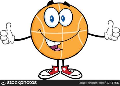 Funny Basketball Cartoon Character Giving A Double Thumbs Up